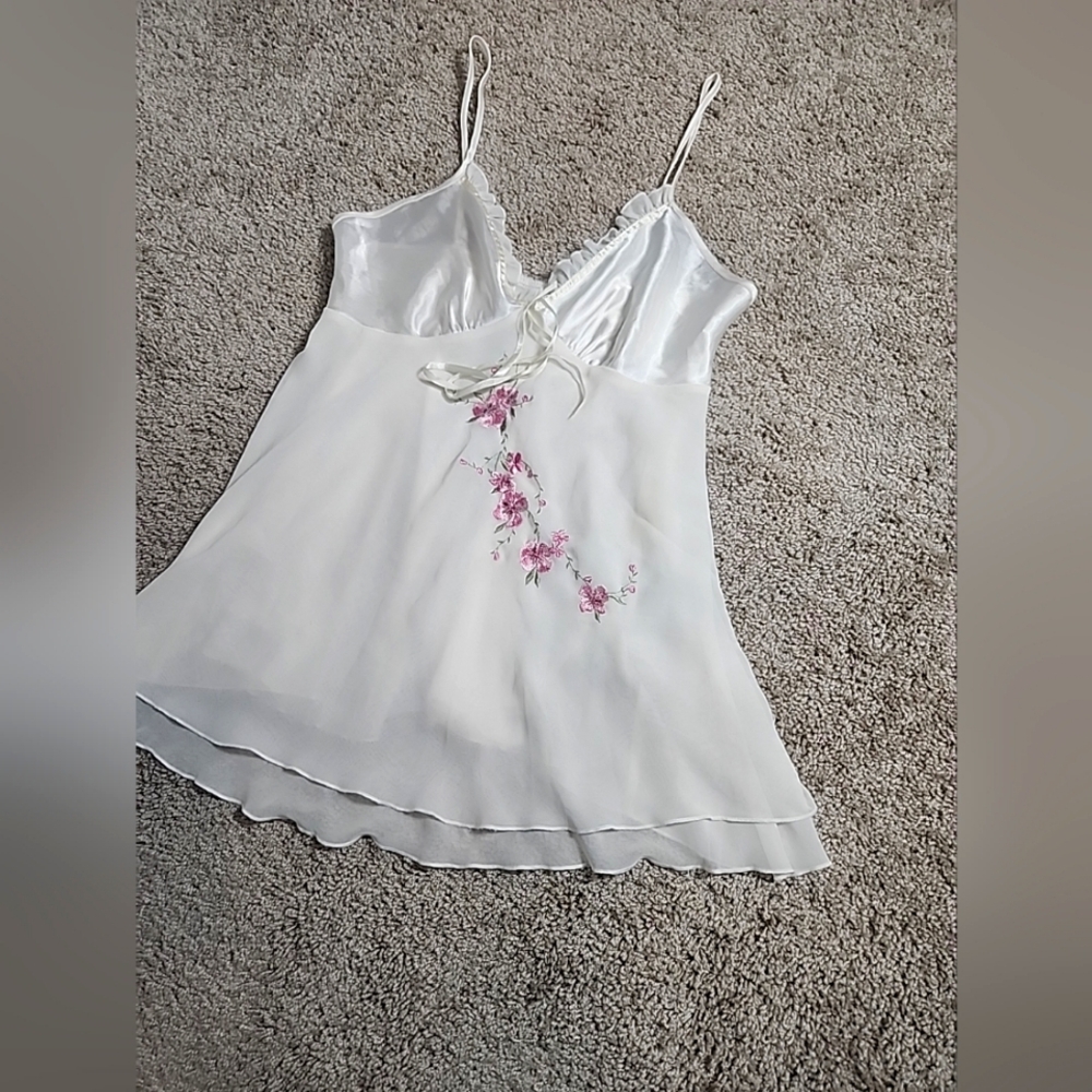 California Dynasty Beige Night Gown Dress With Embroidery M